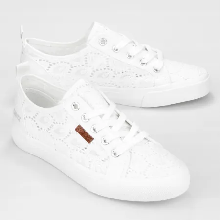 TRAMPKI damskie KORONKOWE buty BIG STAR z koronki W274925 białe 40
