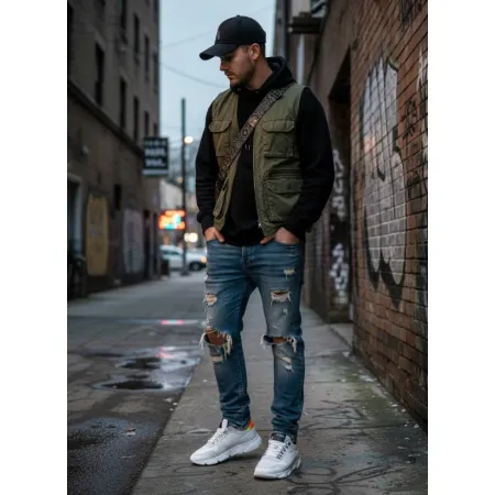 Buty męskie GOE sportowe SNEAKERSY lekkie na lato SKÓRA + tekstyl 40