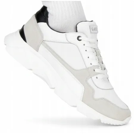 Buty SPORTOWE męskie GOE skórzane SNEAKERSY na lato białe FF1N3005 45