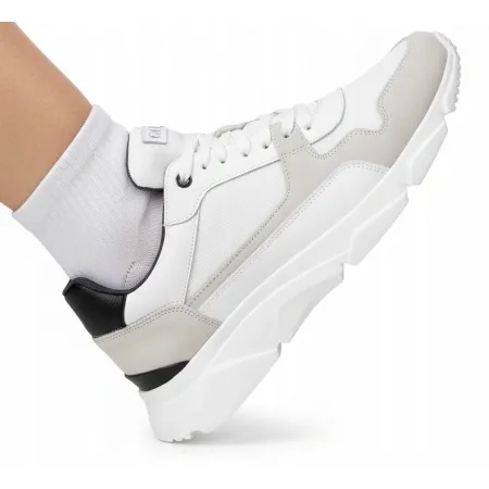 Buty SPORTOWE męskie GOE skórzane SNEAKERSY na lato białe FF1N3005 43