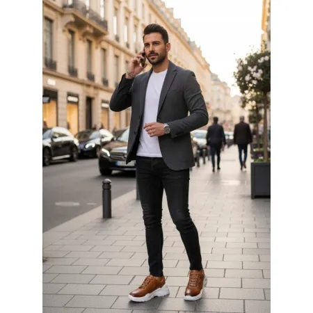 Buty skórzane męskie GOE eleganckie wizytowe sneakersy miejskie GG1N3016 44
