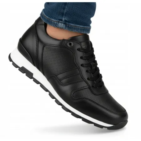 Buty męskie półbuty GOE skórzane eleganckie GG1N3084 czarne ze skóry 44