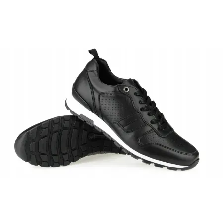 Buty męskie półbuty GOE skórzane eleganckie GG1N3084 czarne ze skóry 44