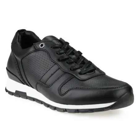 Buty męskie półbuty GOE skórzane eleganckie GG1N3084 czarne ze skóry 40