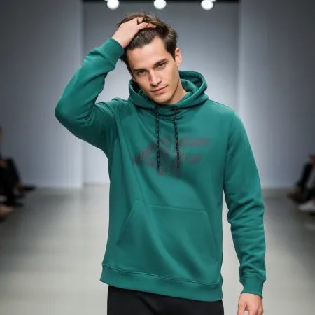 BLUZA męska z KAPTUREM 4F dresowa KANGURKA sportowa TSWSM2133 morska L