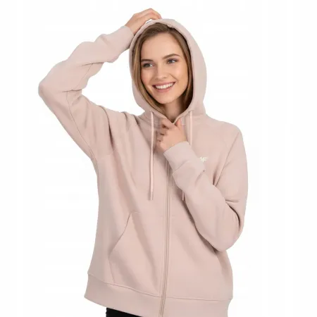 BLUZA damska z KAPTUREM 4F dresowa ROZPINANA sportowa TSWSF2205 bawełna S
