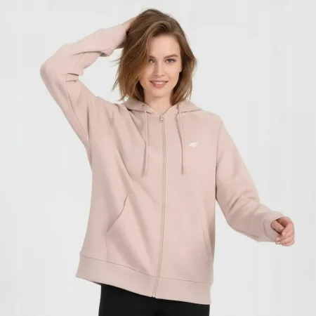 BLUZA damska z KAPTUREM 4F dresowa ROZPINANA sportowa TSWSF2205 bawełna S