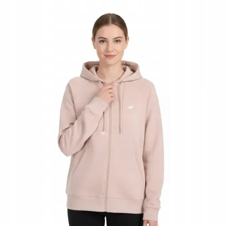 BLUZA damska z KAPTUREM 4F dresowa ROZPINANA sportowa TSWSF2205 bawełna S
