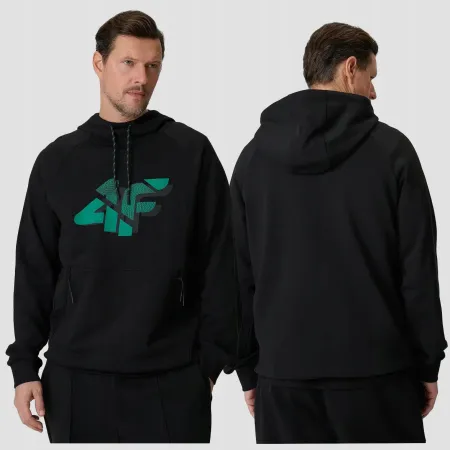 BLUZA męska z KAPTUREM 4F dresowa KANGURKA sportowa TSWSM2241 czarna 3XL