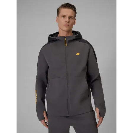 BLUZA męska z KAPTUREM 4F dresowa ROZPINANA sportowa TSWSM2130 szara M