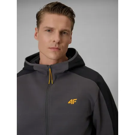 BLUZA męska z KAPTUREM 4F dresowa ROZPINANA sportowa TSWSM2130 szara L
