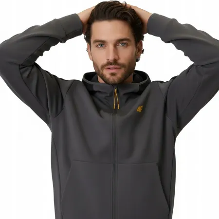 BLUZA męska z KAPTUREM 4F dresowa ROZPINANA sportowa TSWSM2130 szara S