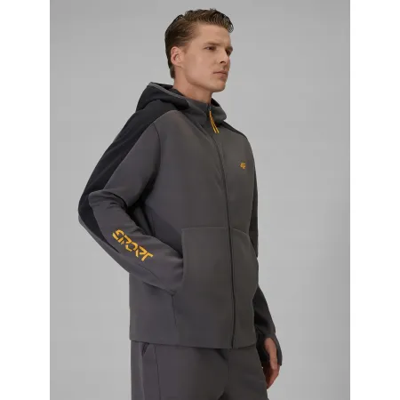 BLUZA męska z KAPTUREM 4F dresowa ROZPINANA sportowa TSWSM2130 szara S