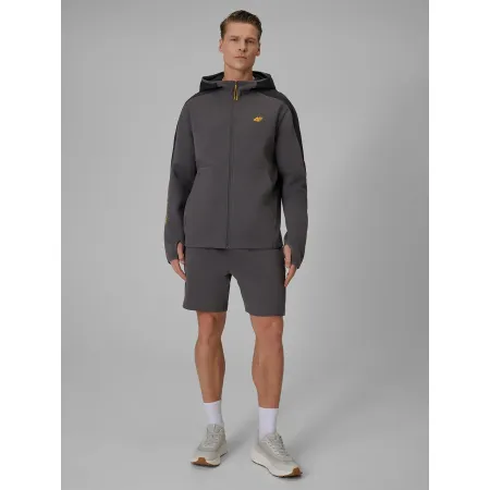 BLUZA męska z KAPTUREM 4F dresowa ROZPINANA sportowa TSWSM2130 szara S