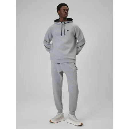 BLUZA męska z KAPTUREM 4F dresowa KANGURKA sportowa TSWSM2238 szara XXL