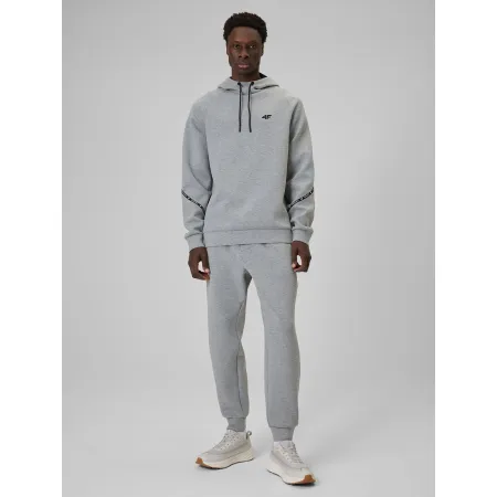 BLUZA męska z KAPTUREM 4F dresowa KANGURKA sportowa TSWSM2238 szara S