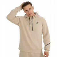 BLUZA męska z KAPTUREM 4F dresowa KANGURKA sportowa TSWSM2238 beżowa XL