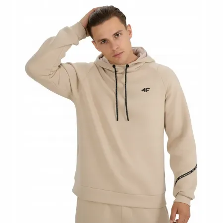 BLUZA męska z KAPTUREM 4F dresowa KANGURKA sportowa TSWSM2238 beżowa XL