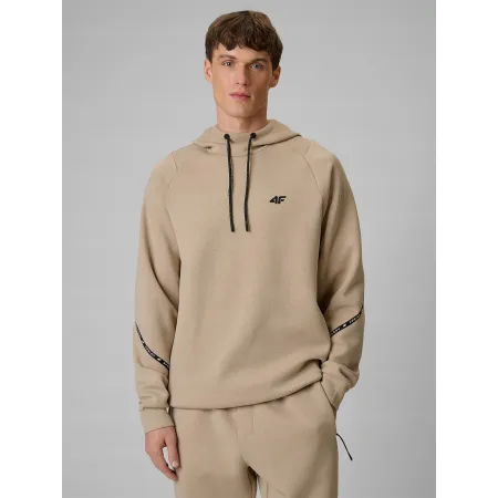 BLUZA męska z KAPTUREM 4F dresowa KANGURKA sportowa TSWSM2238 beżowa XL