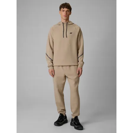BLUZA męska z KAPTUREM 4F dresowa KANGURKA sportowa TSWSM2238 beżowa XL