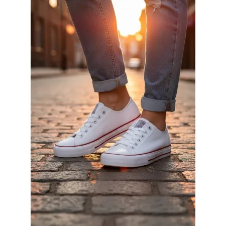 TRAMPKI buty damskie CROSS JEANS tenisówki na lato całe białe HH2R4009C 37