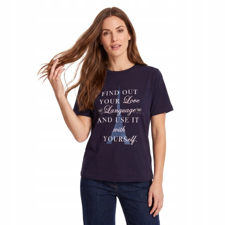 Koszulka damska z krótkim rękawem CROSS JEANS t-shirt 56228-001 granat XL