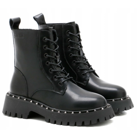 BOTKI buty ZIMOWE damskie BIG STAR glany SKÓRZANE OO274A251 CZARNE 37