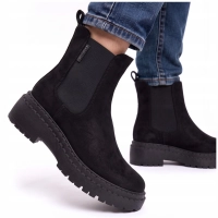 BOTKI buty ZIMOWE damskie SZTYBLETY BIG STAR trzewiki UU274858 czarne 37