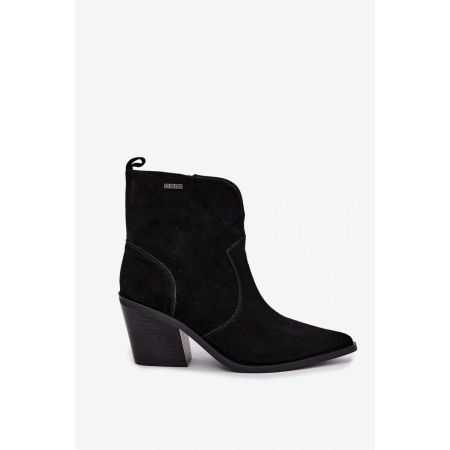 BOTKI buty ZIMOWE damskie BIG STAR trzewiki SKÓRZANE SS274472 czarne 39