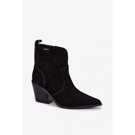 BOTKI buty ZIMOWE damskie BIG STAR trzewiki SKÓRZANE SS274472 czarne 41