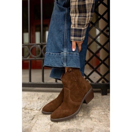 BOTKI buty ZIMOWE damskie BIG STAR trzewiki SKÓRZANE SS274463 brązowe 41
