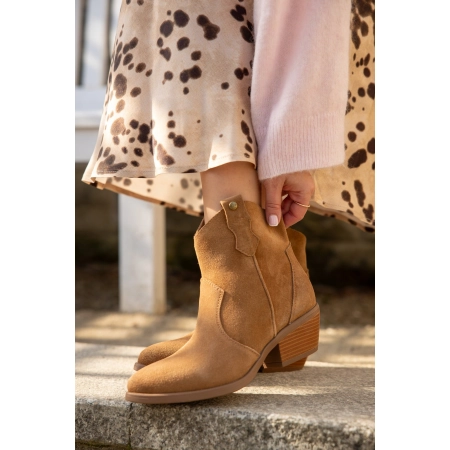 BOTKI buty ZIMOWE damskie BIG STAR trzewiki SKÓRZANE TT274953 camel 37