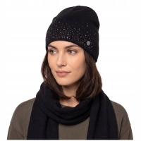Czapka Damska Zimowa Beanie HEAVY TOOLS z Kryształkami PANDORA Czarna