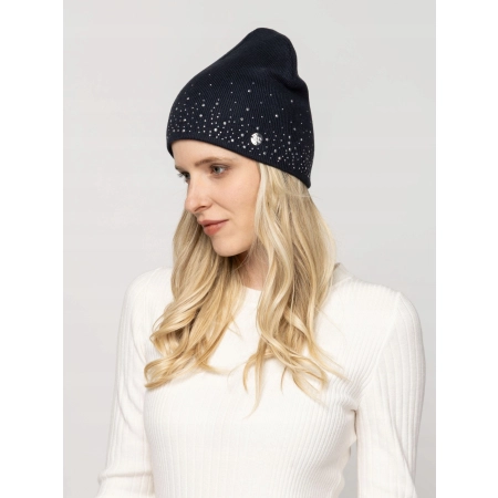 Czapka Damska Zimowa Beanie HEAVY TOOLS z Kryształkami PANDORA Granatowa