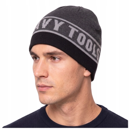Czapka Męska Zimowa HEAVY TOOLS Beanie Ciepła PEREGRIN Szara