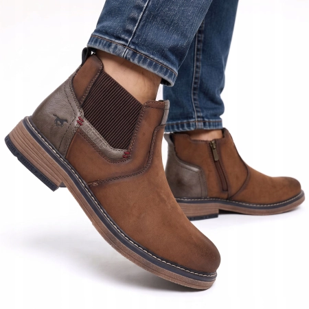 BOTKI Męskie SZTYBLETY Ekoskóra MUSTANG 36M0071001 Brązowe CASUAL 46