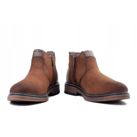 BOTKI Męskie SZTYBLETY Ekoskóra MUSTANG 36M0071001 Brązowe CASUAL 46