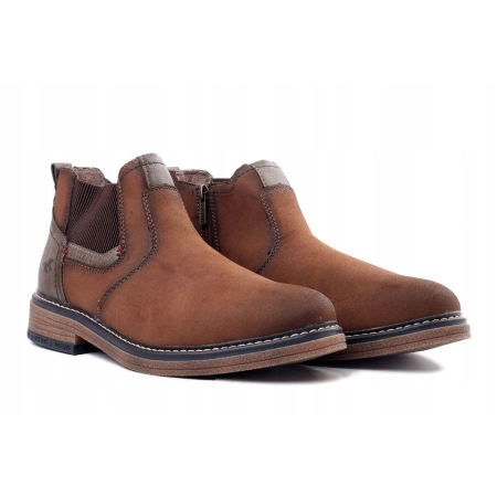BOTKI Męskie SZTYBLETY Ekoskóra MUSTANG 36M0071001 Brązowe CASUAL 46
