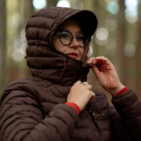 Kurtka Puchowa Pikowana Damska ALPINUS Kiruna Kaczy Puch Naturalny Brąz L