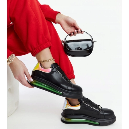 SNEAKERSY buty sportowe damskie GOE skórzane czarne podwyższone NN2N4030 36