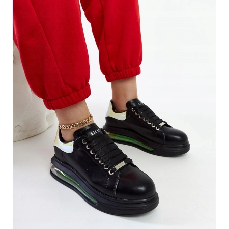 SNEAKERSY buty sportowe damskie GOE skórzane czarne podwyższone NN2N4030 36