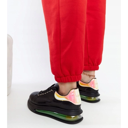 SNEAKERSY buty sportowe damskie GOE skórzane czarne podwyższone NN2N4030 36