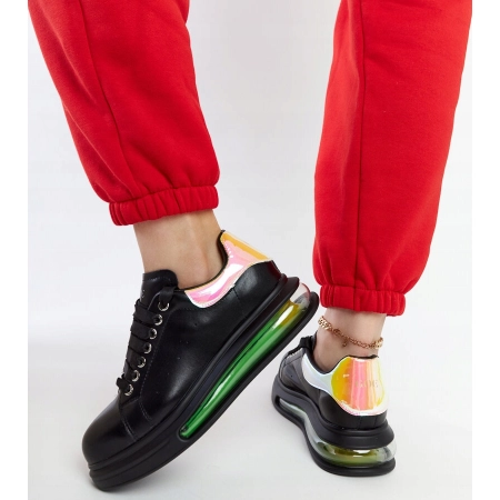 SNEAKERSY buty sportowe damskie GOE skórzane czarne podwyższone NN2N4030 36